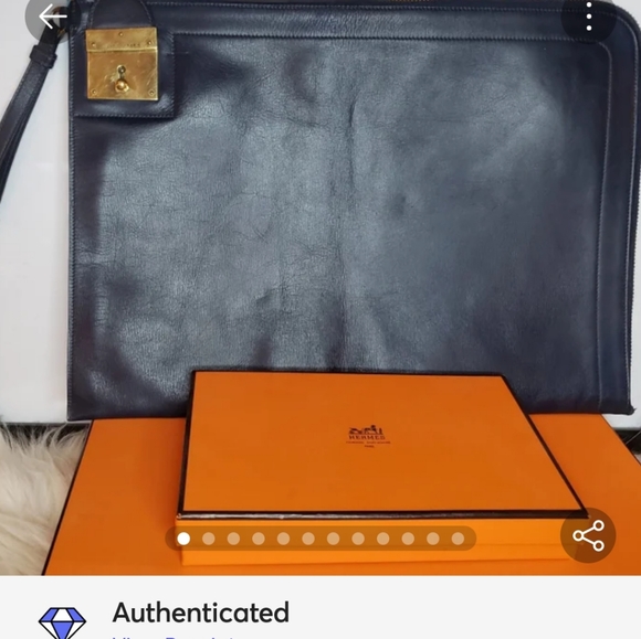 VTG Hermes Portfolio Leather Case w/ Wristlet - Picture 11 of 15